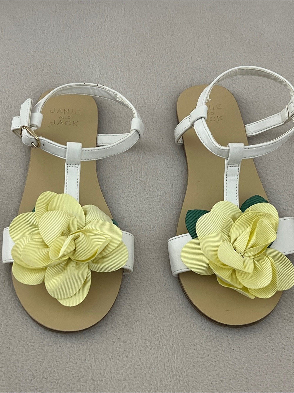 Janie and Jack White Sandals with Yellow Flower Appliques